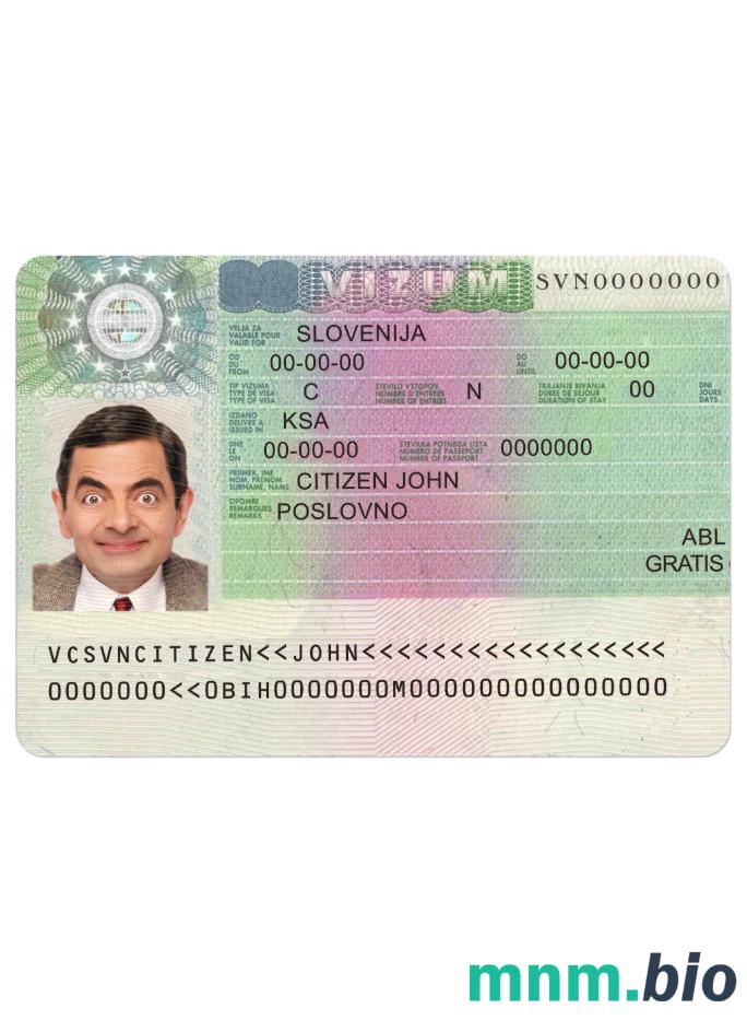 Przykład wizy schengen w Słowenii w PSD